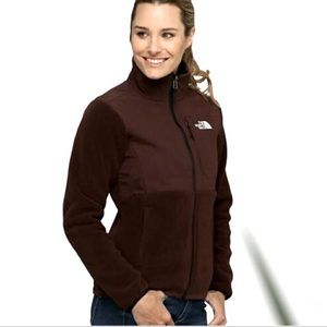 North Face brown zip up fleece jacket